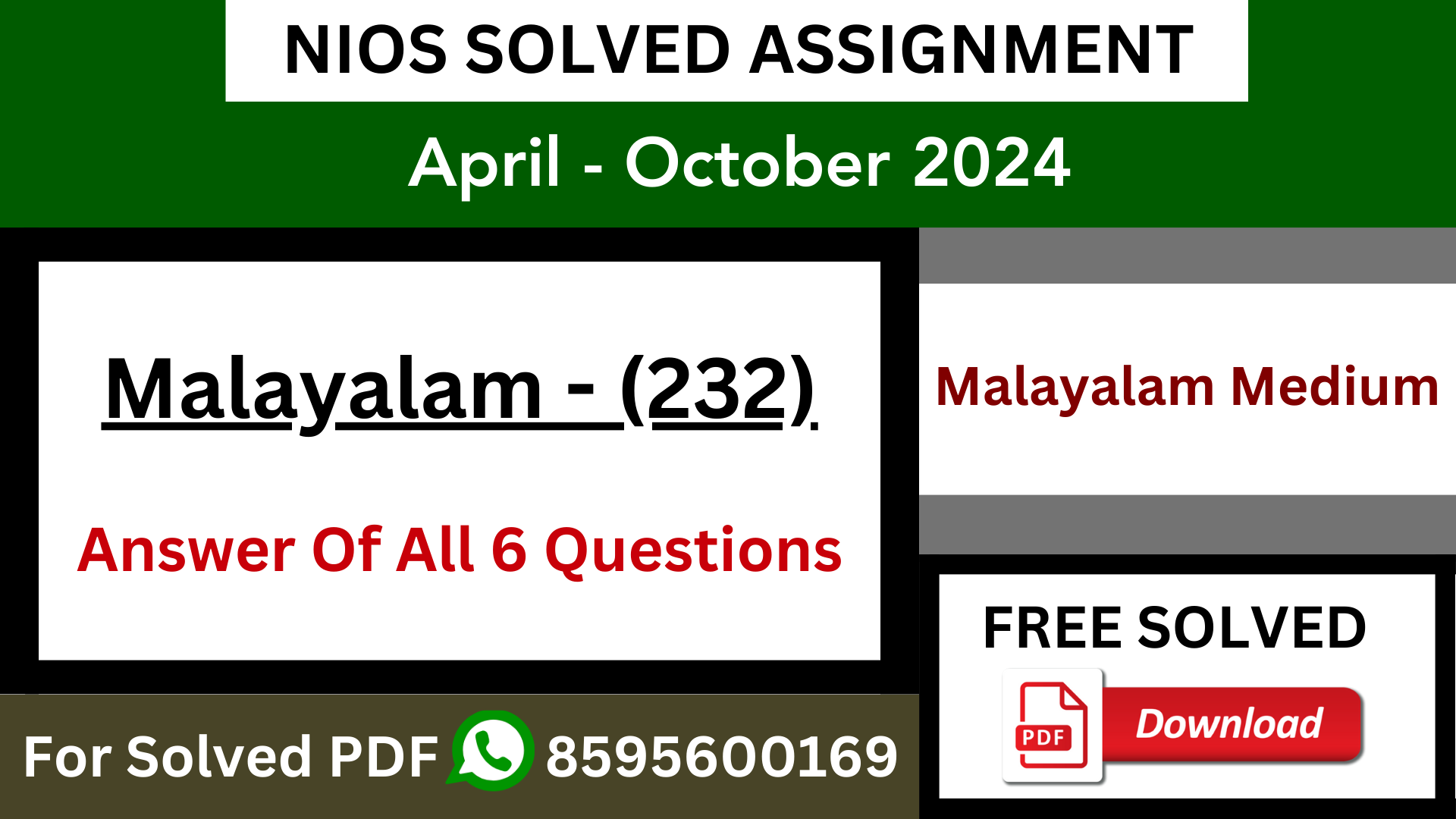 nios malayalam assignment